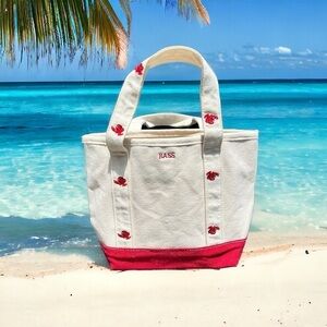 👍🏼G.H. Bass Lobster Theme Small  Zip Top Thick Cotton Canvas Tote